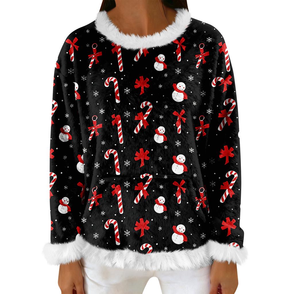 Dámská ležérní fleecová mikina s dlouhým rukávem a kulatým výstřihem, ležérní, pohodlná, volného střihu, lehká dámská flanelová mikina