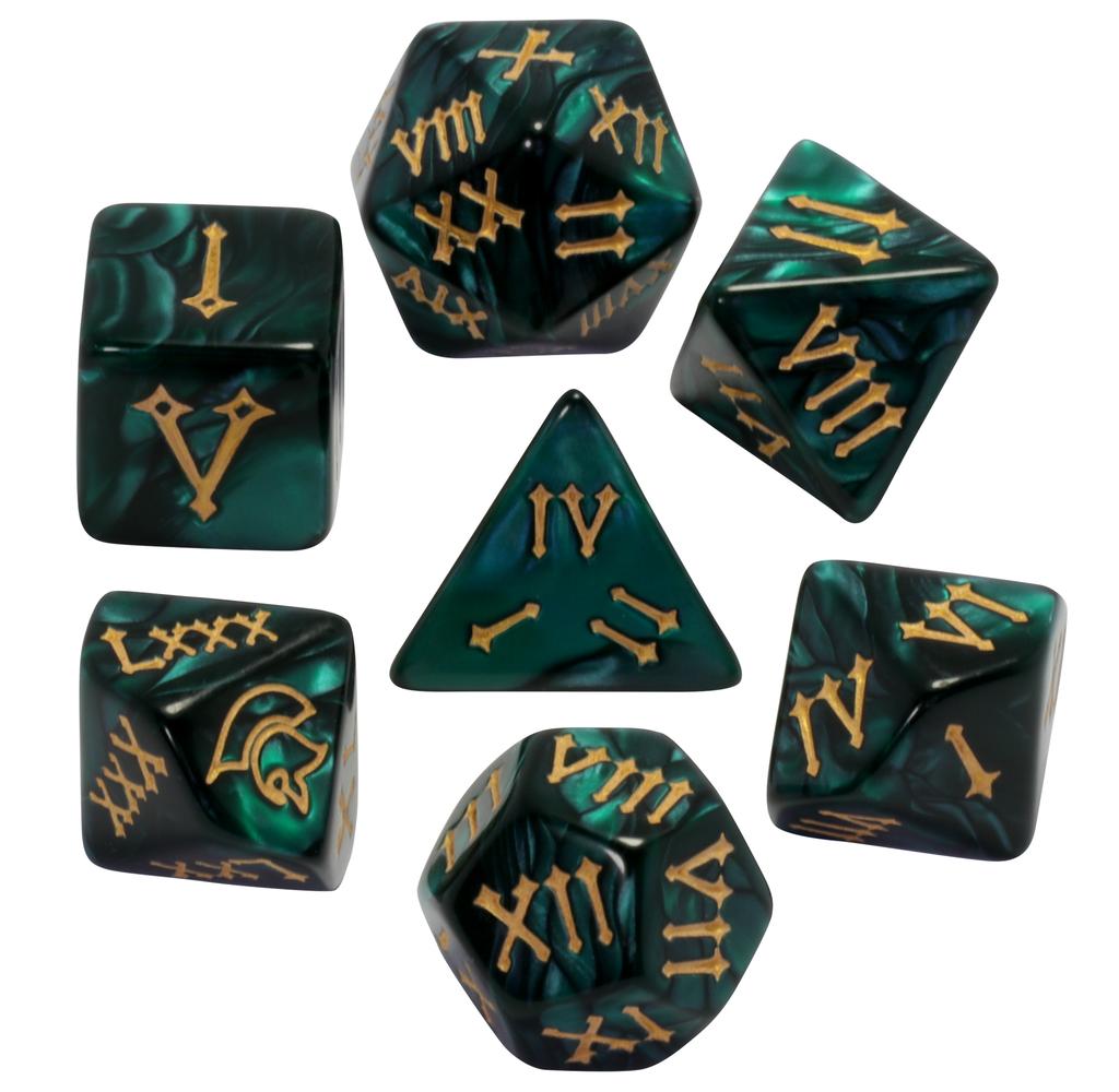 DND Dice Set 7pcs Marble Effect Polyhedral Dice with Roman Digital D4-D20 for Tabletop Game DND TRPG