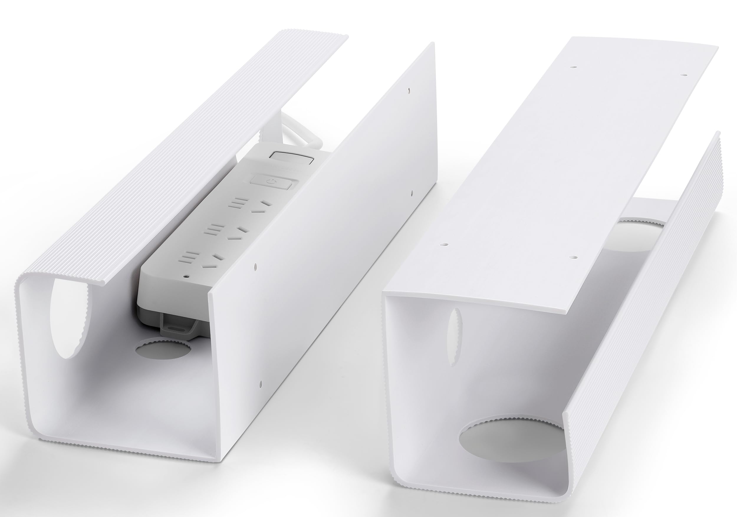 

ZhiYo Cable Box, Set of 2 High-Capacity Cable Management Trays, 40cm Long, Under-Desk Storage, PCV Power Strip Storage, OfficeHome Use, Hides Wires