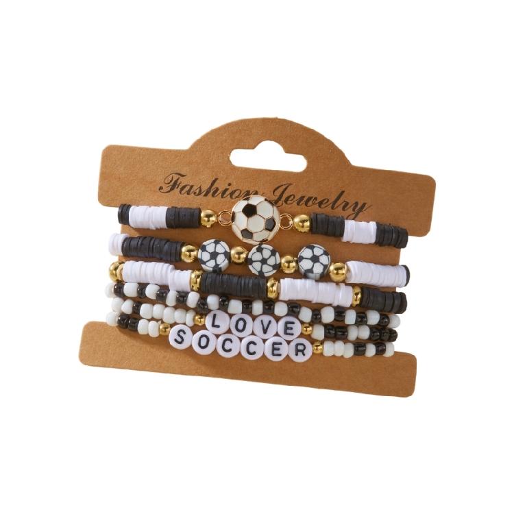 Fashionable Stretch Beaded Sports Bracelet Adjustable Wrist Bangle Soccer Softball Inspired Jewelry For Everyday