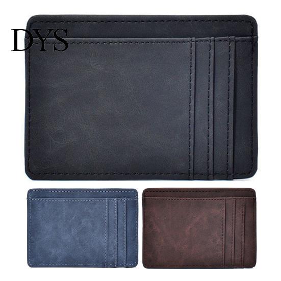 Durable Faux Leather Card Pouch Slim Holder for Men, Minimalist Credit with ID Window, Compact Case Daily Use Multiple Slots, Pocket Wallet