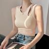 White Hollowed Camisole for Women – Summer Short Top with Built-In Bra, Exposed Navel, Sexy Innerwear