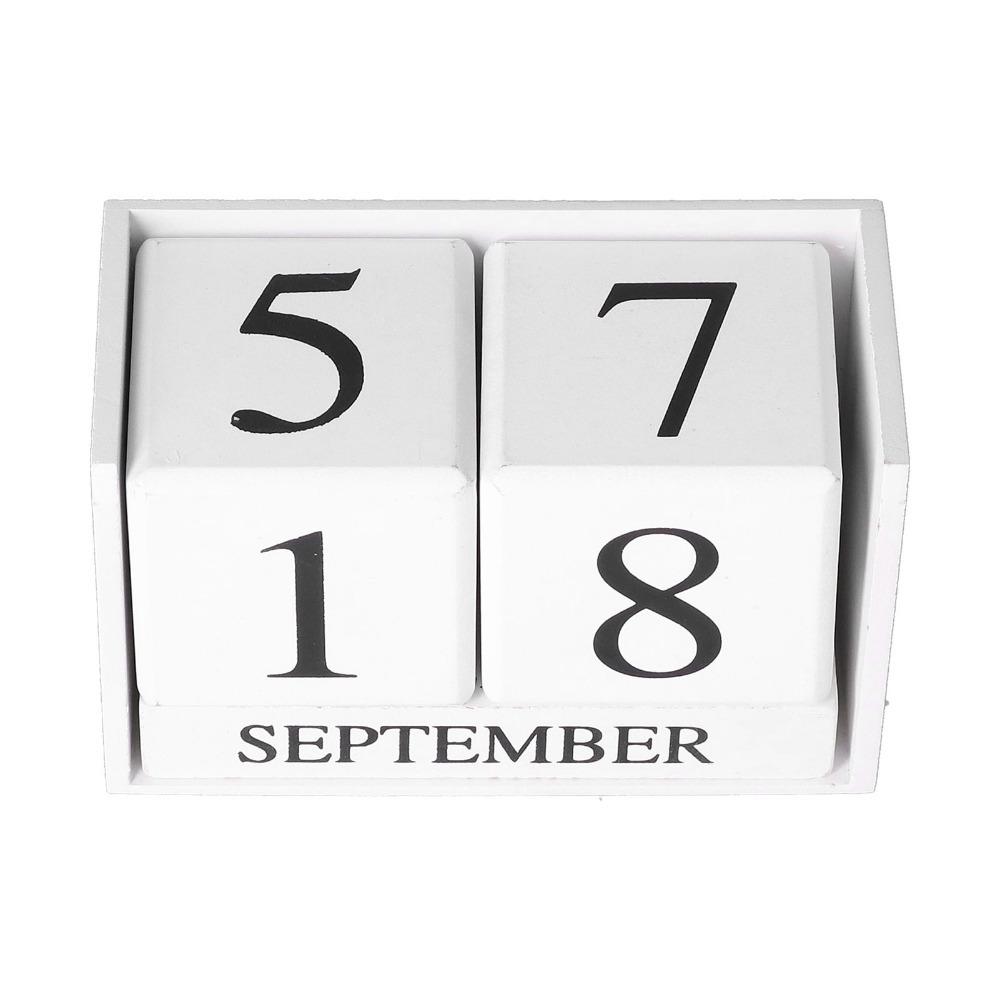 6pcs Month Desk Calendar Blocks Date Perpetual Desk Calendar Wooden Block Calendar Classroom Use
