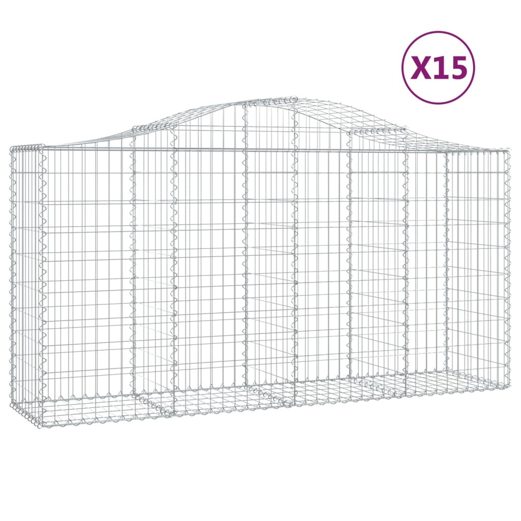 Vidaxl Gabion Baskets, 15 Pcs, 200X50X100/120Cm, Galvanized Iron