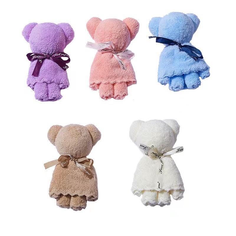 Bear Towel As a Gift, Gift Box, Holiday Wedding Full Moon Gift, Coral Fleece Towel.