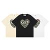 T-shirt Grafica Unisex in Cotone con Stampa Cuore Mimetico Vestibilità Larga Manica Corta