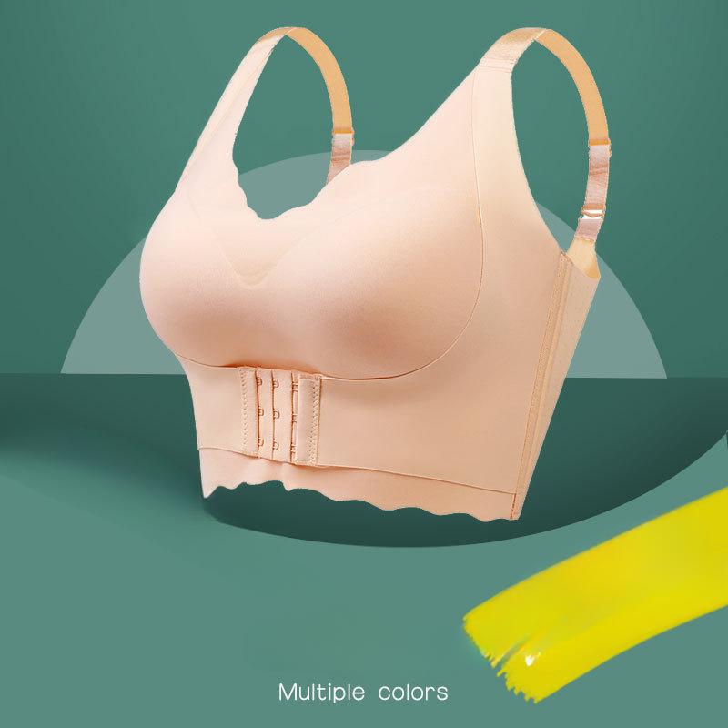 Plus Size Women's Thin Fixed Full Cup No Trace Front Button Adjustment Type Correction Bra