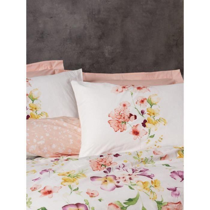 Parure de lit - 1 housse de couette 220 x 240 cm + 2 taies d'oreiller 60 x 60 cm - 100% coton renforcé - Blanc