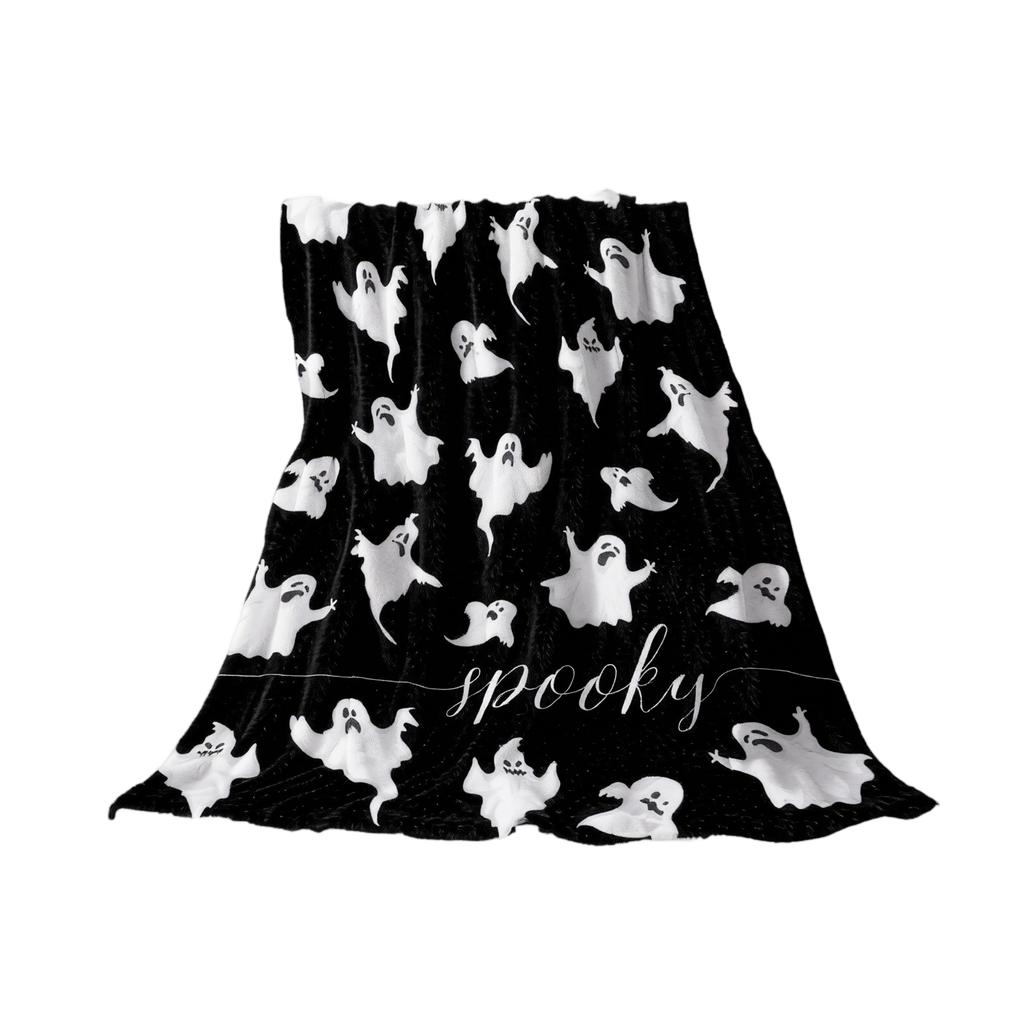 Flannel Blanket with Halloween Print - 100130, Soft Cozy Throw for Couch or Bed