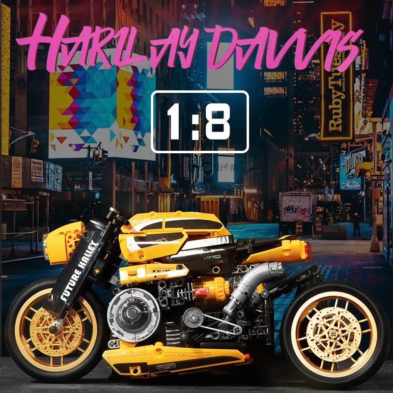 NEW Technical Motorcycle Building Blocks DIY Model Set MOC Assemble Bricks STEM Toys for Kids Birthday Christmas Halloween Gift