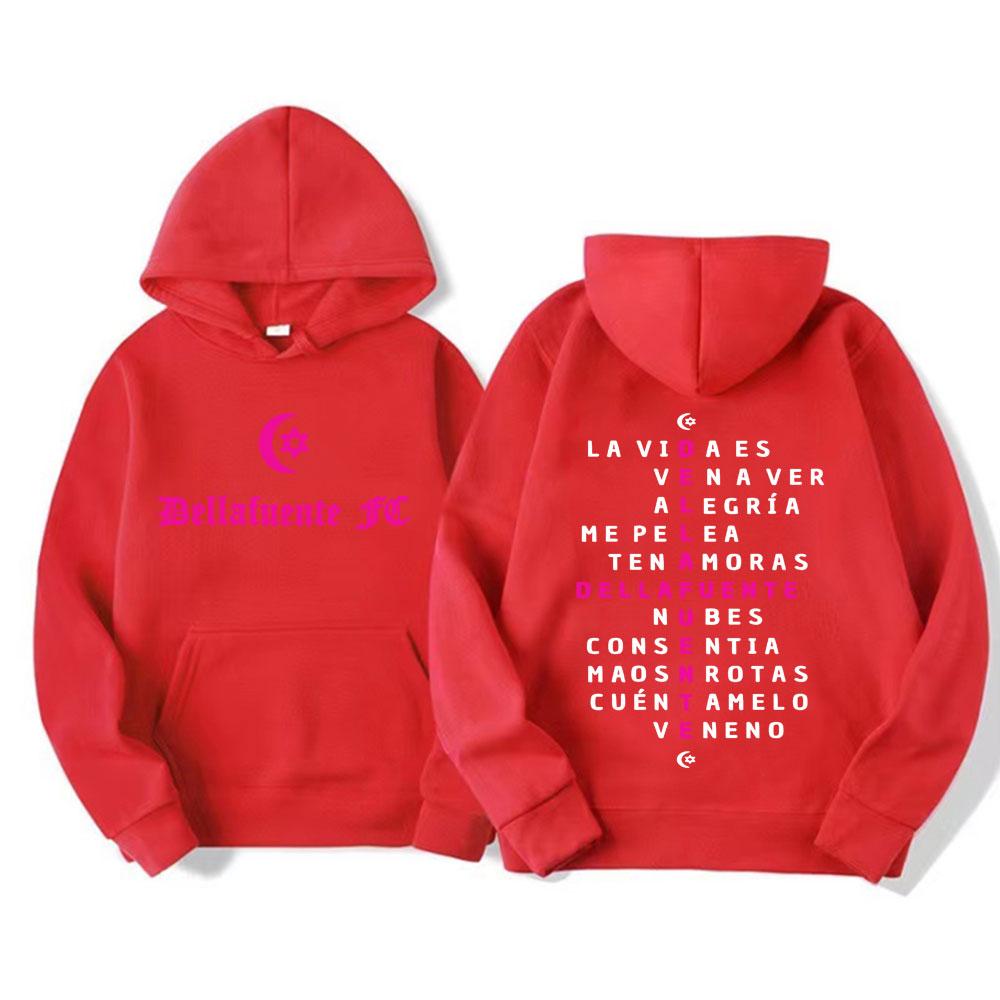 Rapper Dellafuente 2025 Tour Letters Print Hoodie Fashion Retro Gothic Oversized Hoodies Men Women Long Sleeve Fleece Sweatshirt