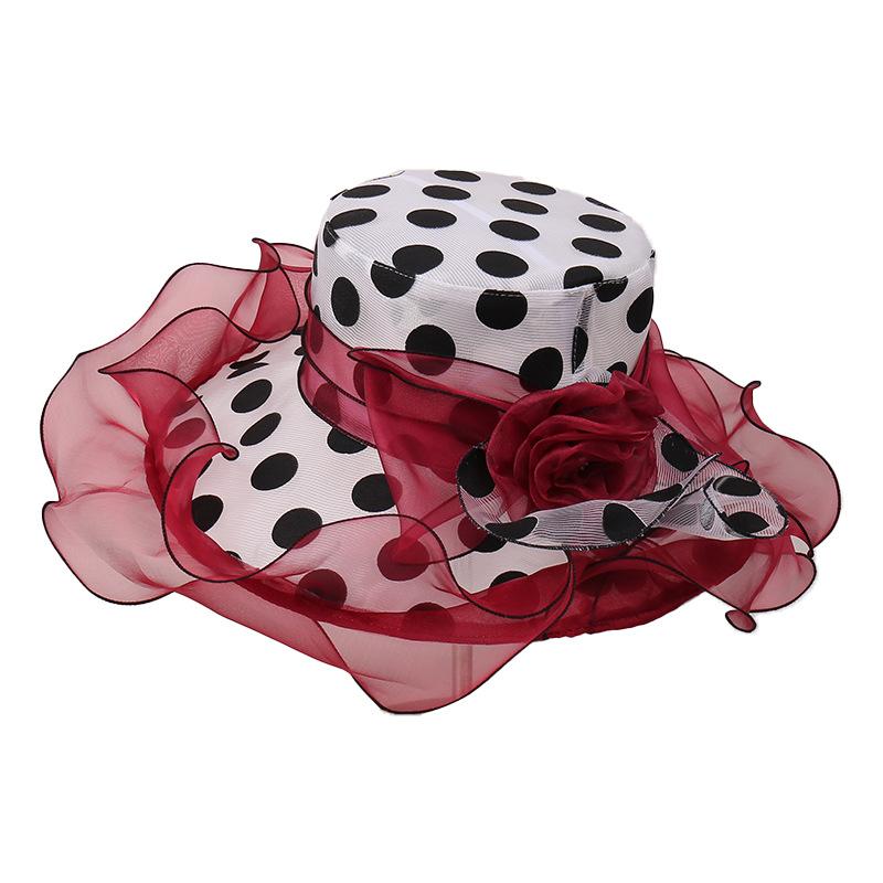 Polka dot flower bucket hat summer new travel vacation seaside sun hat versatile big brim basin hat