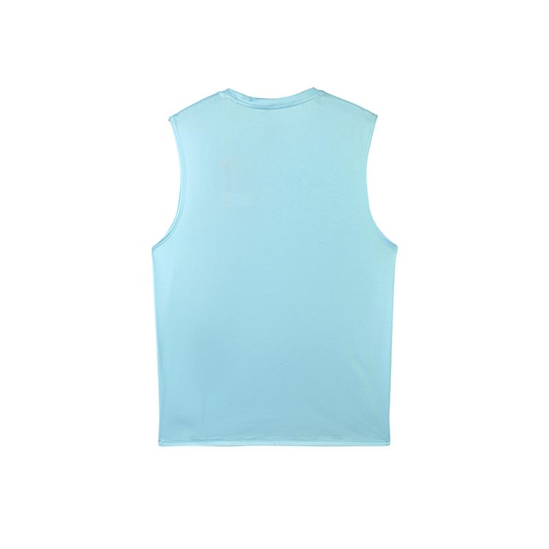 Li-Ning Simple Solid Color Breathable Quick-Dry Training Fitness Casual Comfortable Versatile Sleeveless Sports Vest Men Tops Island-Blue AVSW125-4