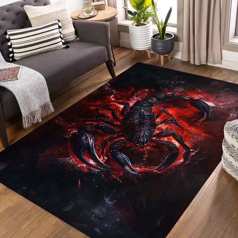 

1pc 3D Scorpion Area Rug - Anti-Slip, Washable & Durable Polyester Mat for Living Room, Bedroom, or Hallway Decor - Vibrant Red 60x90cm