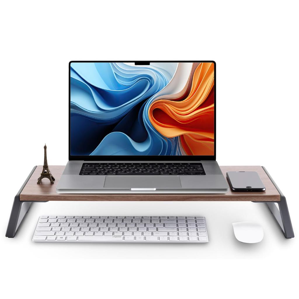 LOE LCD Monitor Wood Desk Stand for Laptops, iMacs, and Displays