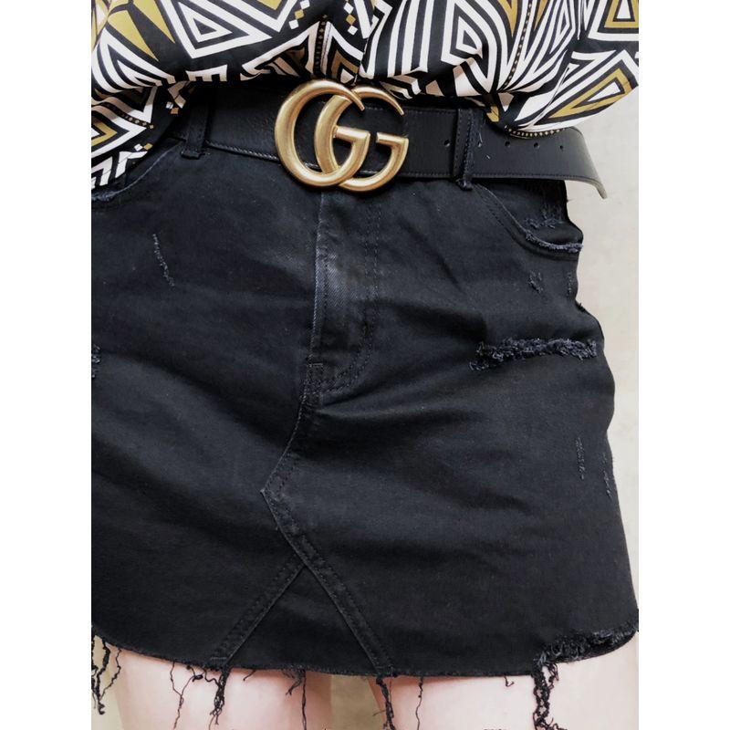 

30% off Miss Biggie Fashion Plus Size Slim Looking Low Elastic High Waist Black Ripped Denim Skirt Skirt Black XXXL