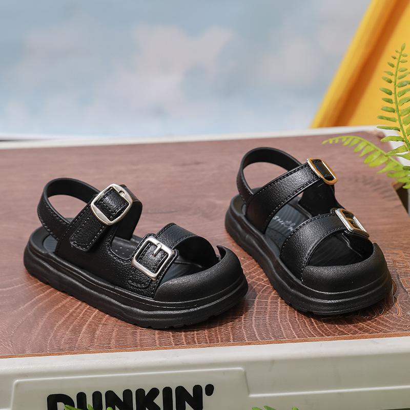 

Boys Sandals Collision Avoidance Non-slip Baby Prewalker 1-6 Years Old Children Soft Soled Velcro Sandals 18 чёрный