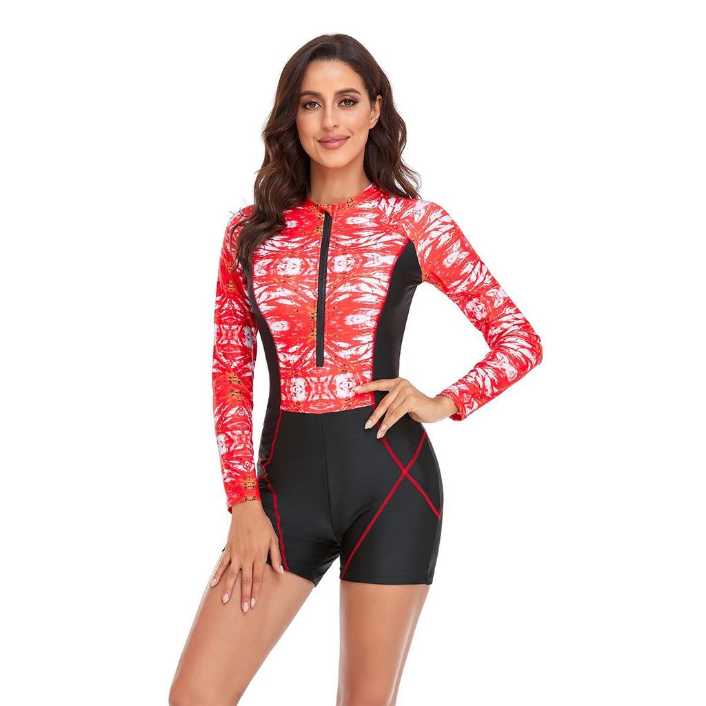 Surf Suit One-piece Boxers Long-sleeved Sunscreen Swimsuit Women