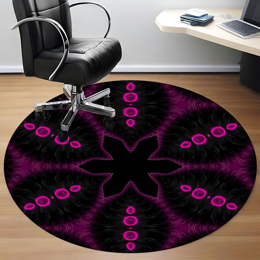1pc Purple Abstract Pattern Office Round Rug, Non-slip, Soft and Durable Office Rug for Interior Decoration, Perfect for Office, Beautiful Decoration