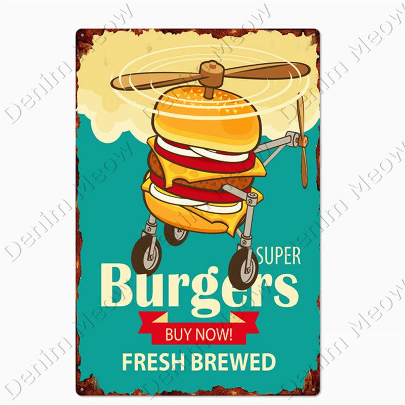 Vintage Pizza Tin Plate for Home Decor, Coffee, Donuts, Pizza, American, Kitchen, Home Decor, American Diner, Wall Posters, N375