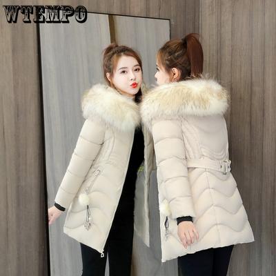 Down Cotton Jacket Cotton Jacket for Women Medium Length Winter Thick Fur Collar Cotton Jacket