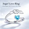 Rhinestone Embellished Rhinestone Heart Ring Adjustable Fashion Band  Mom Daughter Gift