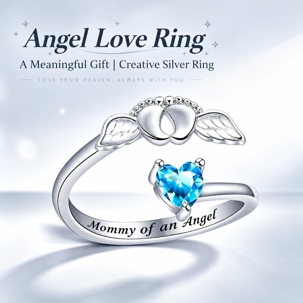 Rhinestone Embellished Rhinestone Heart Ring Adjustable Fashion Band Mom Daughter Gift