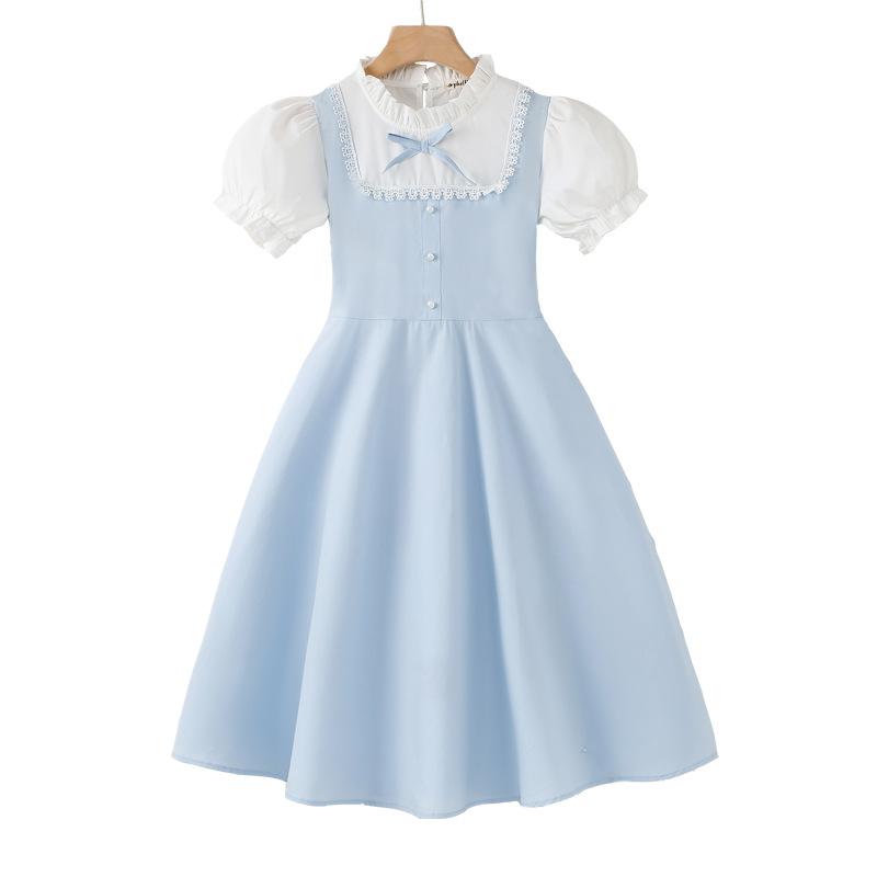 

Girls Fashionable Pure Cotton Dress for Summer, Children s Blue Princess Dress 160cm світло-синій колір