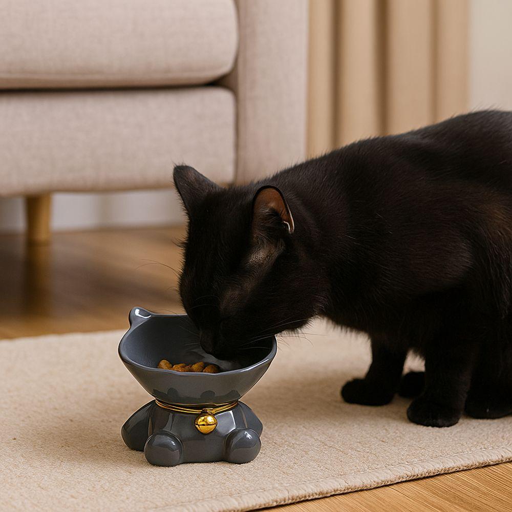 Non-slip Ceramic Cat Bowl Large Capacity Cat Drinking Feeder Pet High Foot Bowl  Pet Eating