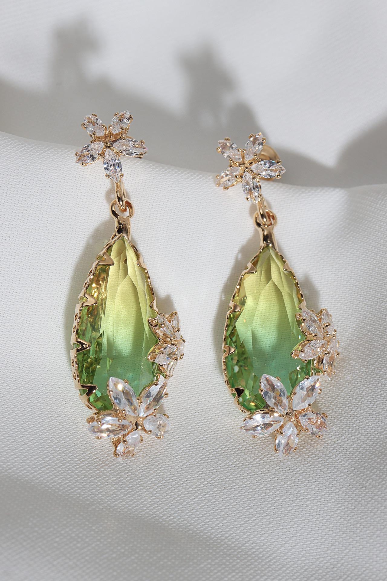 

Серьги-капли для вечернего платья с желтыми кристаллами