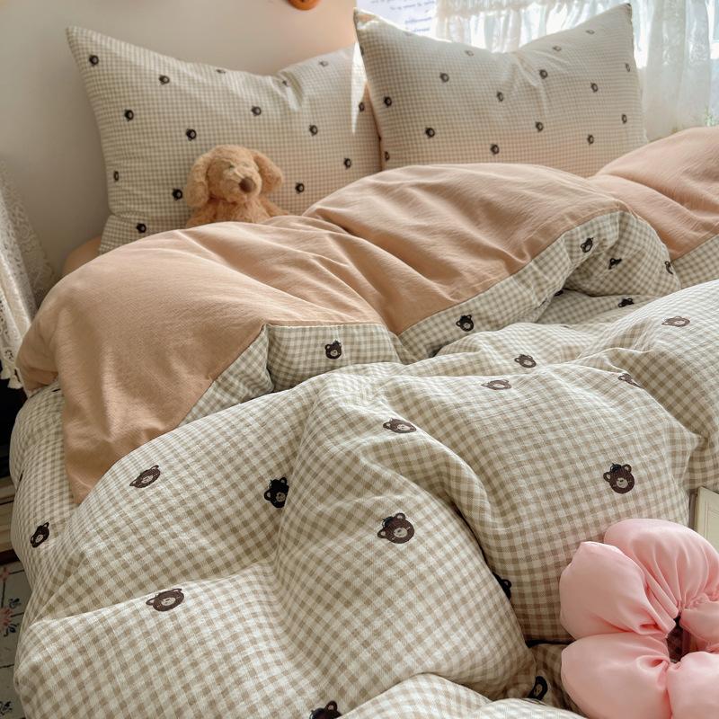 A-Typ Doppelgarn Vierteiliges Heimtextil Bettwäscheset Cartoon Bettlaken Bettbezug Studentenwohnheim Dreiteiliges Bettwäscheset