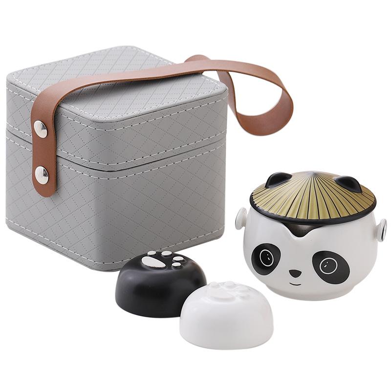 High-look, Cute Panda Kuaike Cup, Cultural and Creative Souvenir, Travel Tea Set, Business Gift Set, High-end Gift