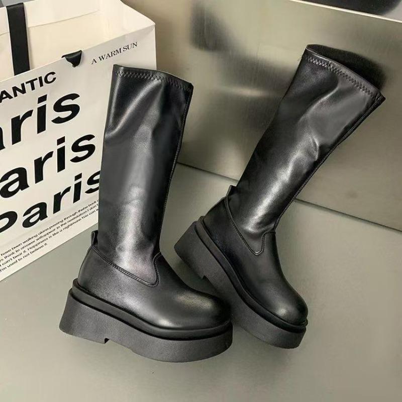 Fashion Platform Women's Long Boots Classical Elegant New Brand Shoes 2025 Designer Chelsea Knee Boots Dress Cozy Zapatillas De Mujer