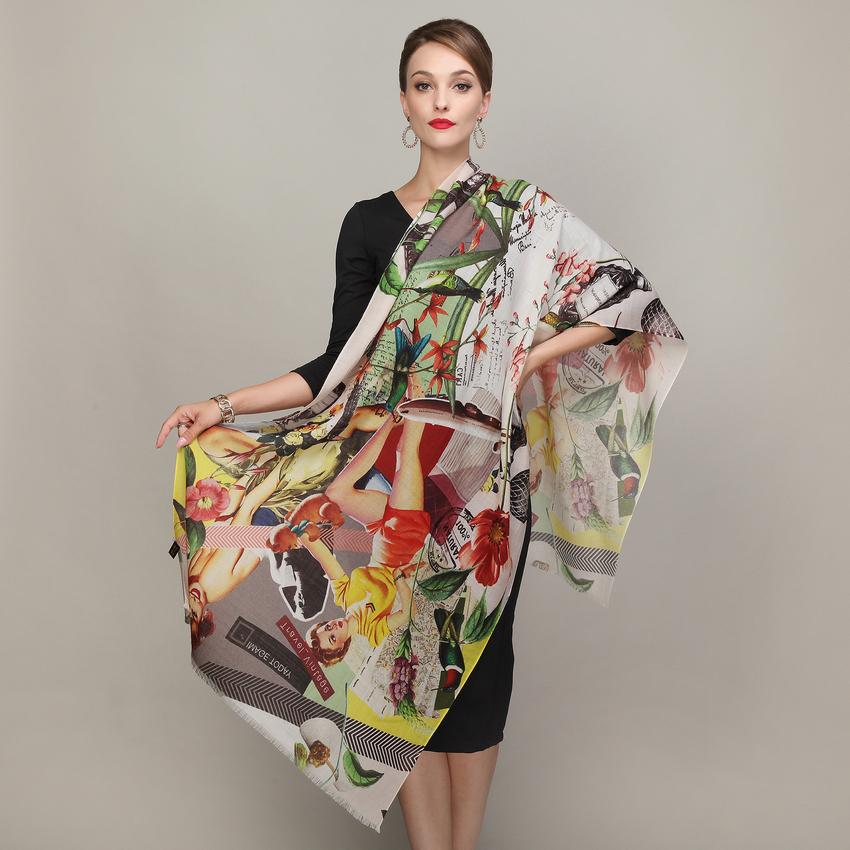 Pure Wool Scarves New Design Plus Size Wool Scarf Wraps Fashion Elegant Brand Pashmina Women All-Match Warm Winter Scarf Shawl