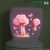 Flower Rabbit Toilet Lid Decal Glow-in-the-Dark Self-Adhesive Removable Toilet Sticker Wall Sticker Home Bathroom Decor