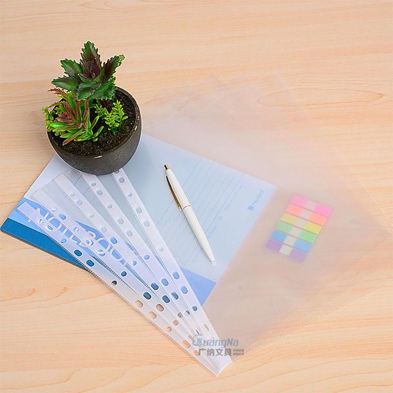 A4 100pcs Transparent Plastic Punched Pockets Folders Filing Thin 11Holes Loose Leaf File Storage Documents Sheet Protectors