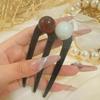 Modische U-förmige Haarnadel Haargabel Trendiges Acrylperlenmaterial Haarspange für Damen Mädchen Retro Schmuck Haaraccessoires