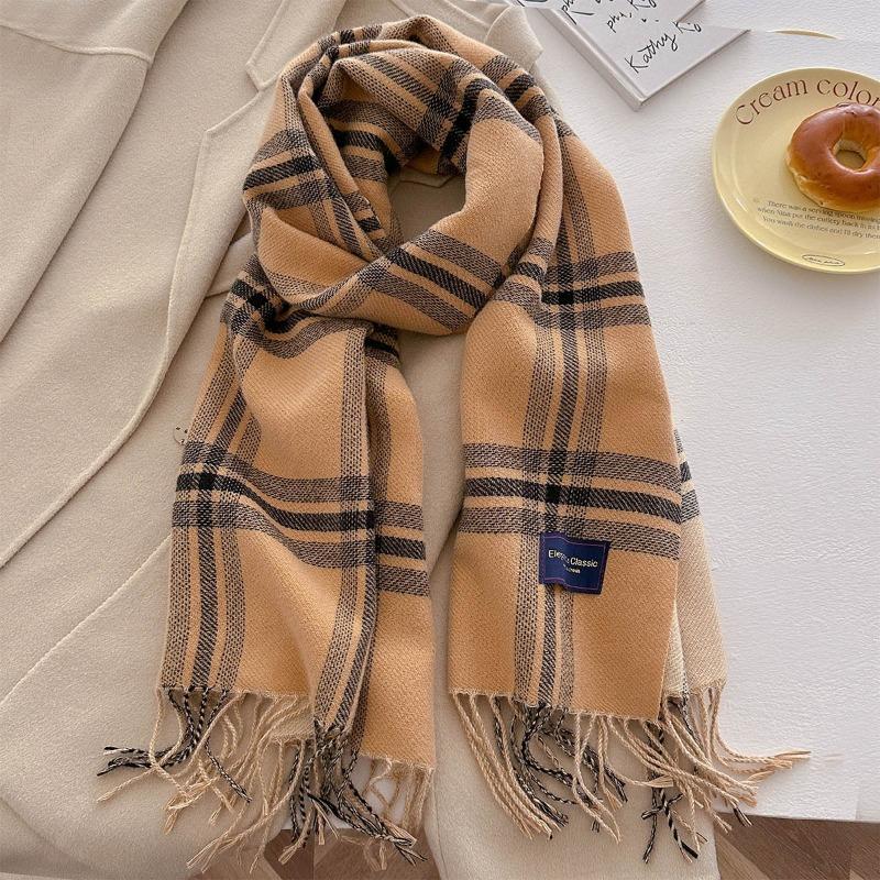 Autumn and winter new versatile scarf women's thickened woven thick beard fringed warm scarf imitation cashmere shawl