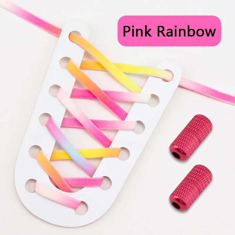 1 Pair No Tie Shoe Laces Round Metal Capsule Lock Elastic Shoelaces For Sneakers Easy To Put On And Off Lazy Shoes Lace Unisex