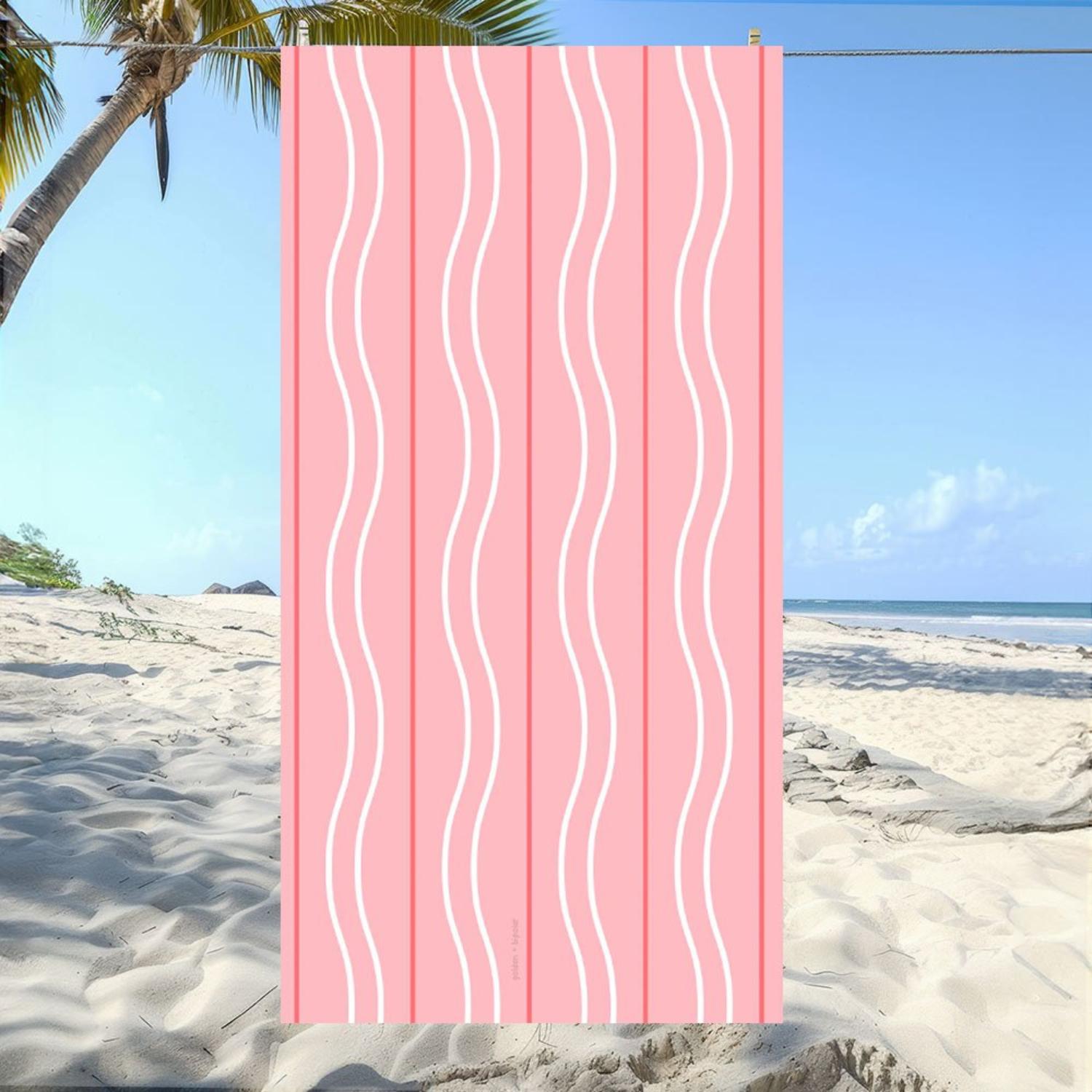 

Wavy Striped Beach Towel - Lightweight Quick-Dry Large Towel for Beach, Pool & Summer Outdoor Activities W30*H60(CM)