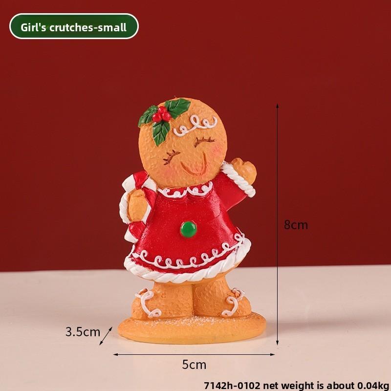 Christmas Gingerbread Man Decor Resin Cartoon Holiday Tabletop Ornament For Festive Atmosphere