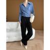 Cross Velcro Pinch Waist Non-iron Temperament Commuting Thin Shirt Early Spring