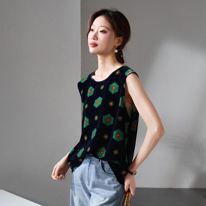 SOFSIL Summer 2026 Printed Sleeveless Silk Blouse M