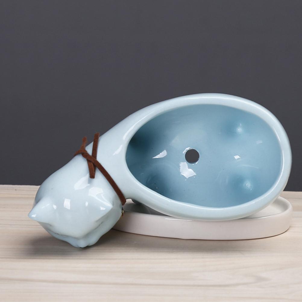 Kitten Ceramic Succulent Pots with Drain Hole Mini Pots for Plants Cactus Plants Containers for