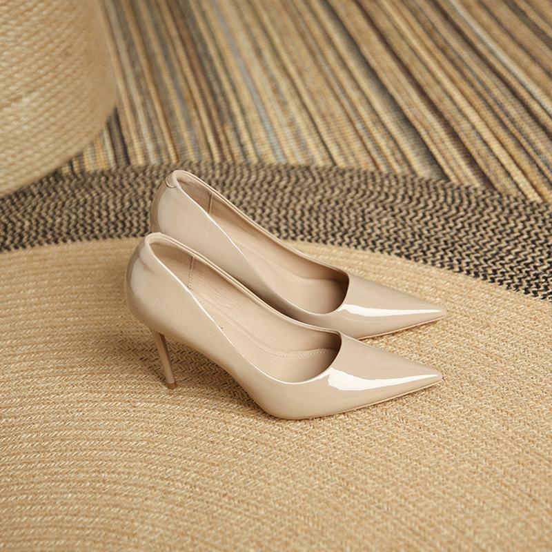 97035-1 Pointed Thin Heel French Shallow Mouth High Heels Women's New European and American Simple Pointed Versatile High Heels Women's Shoes