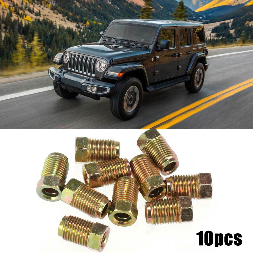 10Pcs Brake Pipe M10x1.0 Threads Car Brake Line Fittings 17 X 10mm For 3/16" Steel Brake Line Tubing For Car SUV Motorcycles