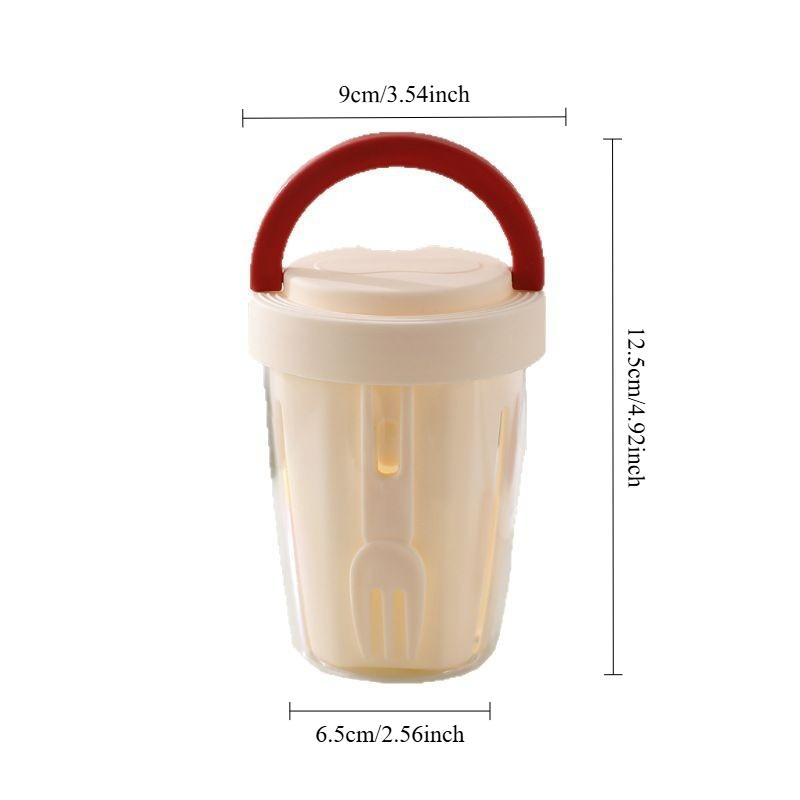 Dripable Fruit Cup with Fork Food Grade Student Portable Picnic Storage Bucket Plastic Cup Sealed Leak Proof Salad Cup 1PC