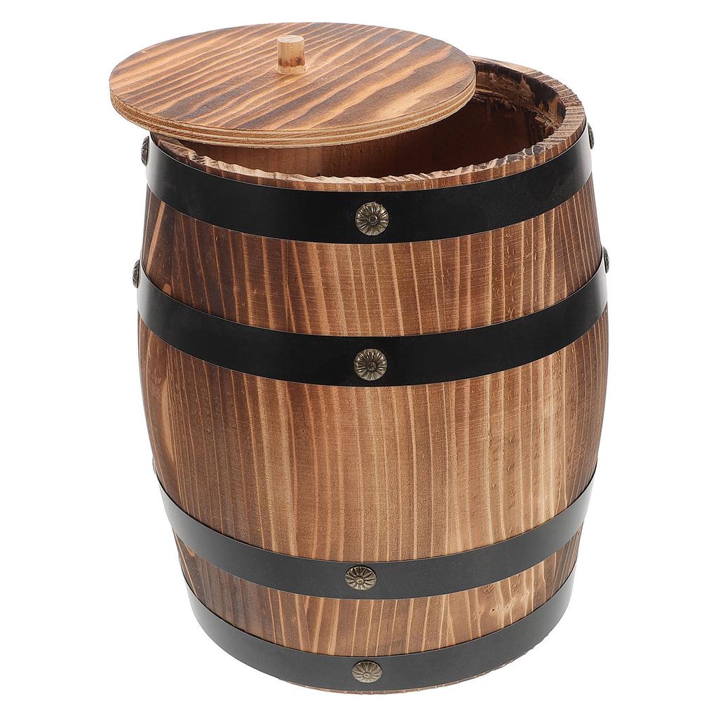Carbonized Wood Utensil Holder Vintage Style Rustic Kitchen Tabletop Storage Bucket Cutlery Organizer Fork Spoon Chopsticks