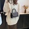Korean Fashion Pu Rivets Small Square Bag With Stitching Detail And Interior Card Slot For Casual Outings