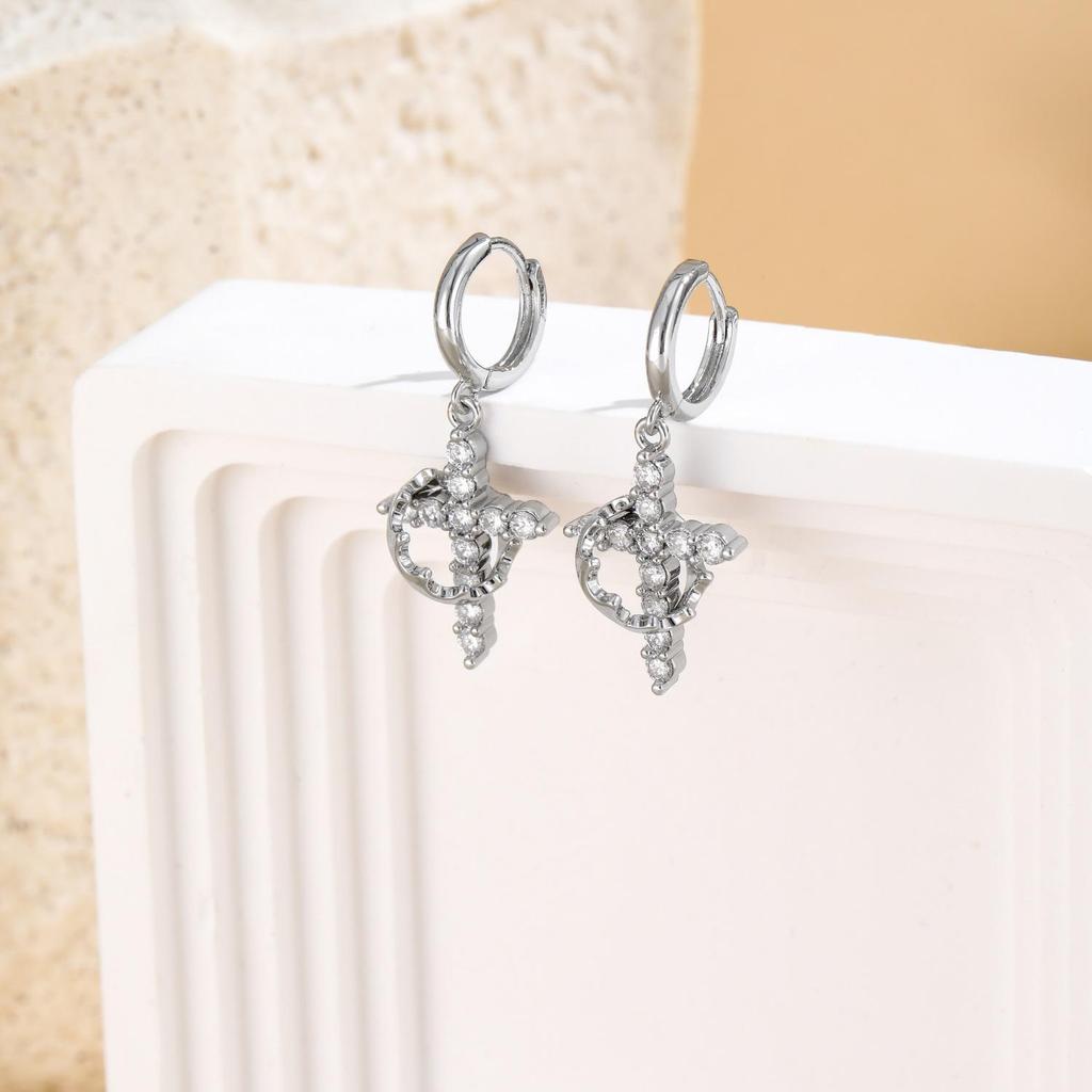 Women's 18K Gold Crown Cross Necklace with Eco-Friendly Nickel-Free Electroplating and Zirconia.